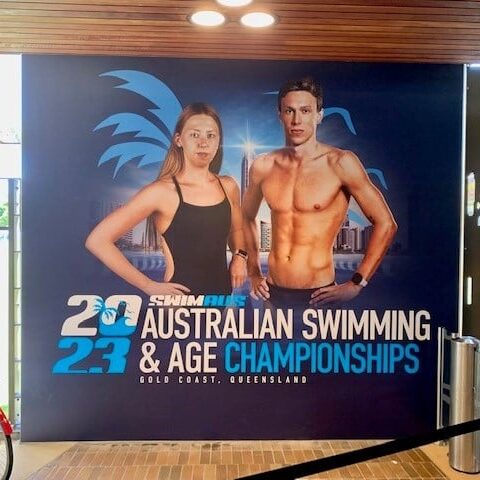 Swimming Australia, vinyl on concrete wall, events-sporting